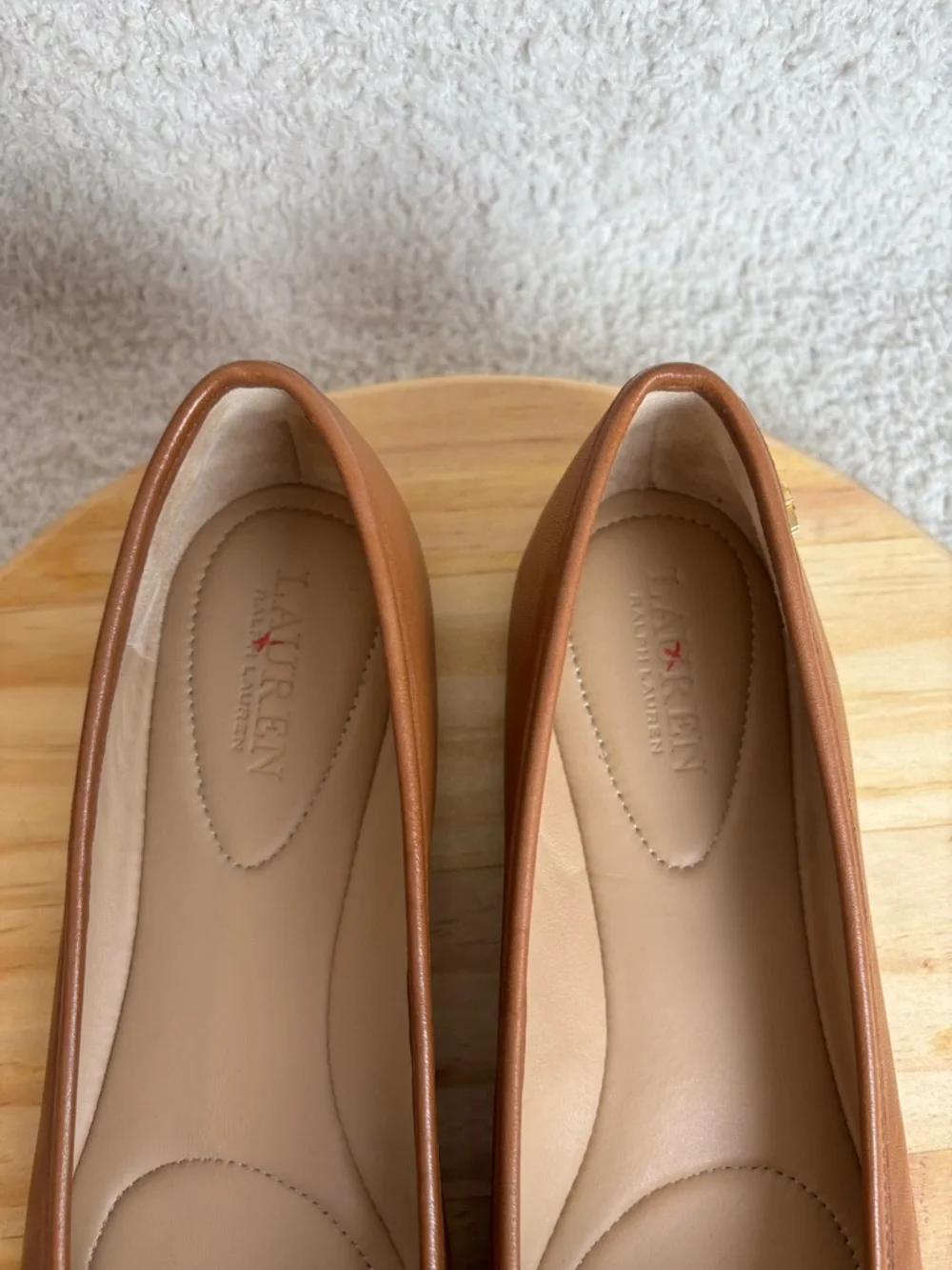 Lauren Ralph Lauren Jayna Nappa Leather Ballet Flats Coquette Size 7 in Brown